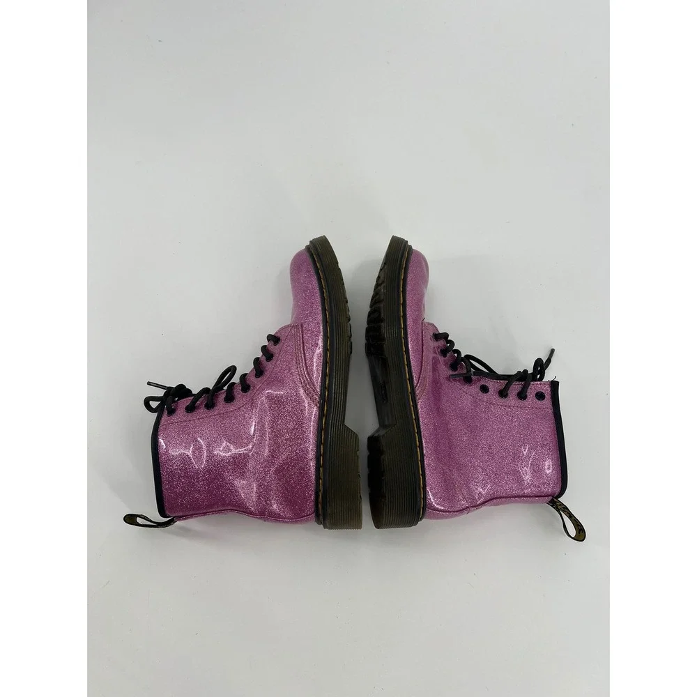 Dr. Martens 1460 Glitter J Pink Sparkle Lace Up Side Zip Boots Size US 3 Grls